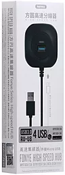 USB-A хаб Remax FONYE 4xUSB 3.0 Black (RU-U8-BLACK) - мініатюра 4
