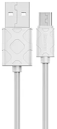 Кабель Baseus Yaven USB-A - micro USB 12w 2.4a 1м cable White (CAMUN-02) - фото Кабель Baseus Yaven USB-A - micro USB 12w 2.4a 1м cable White (CAMUN-02)
