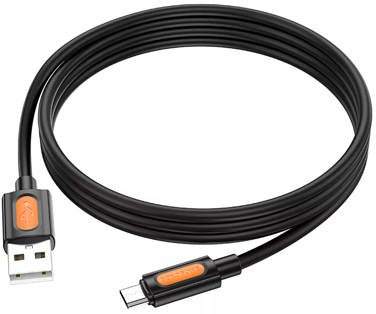 Кабель Borofone BX114 Structure USB-A - micro USB 12w 2.4a 1м cable Black - фото 4