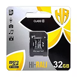 Карта пам'яті Hi-Rali microSDHC 32GB Class 10 + SD-адаптер (HI-32GBSDCL10-01) - фото Карта пам'яті Hi-Rali microSDHC 32GB Class 10 + SD-адаптер (HI-32GBSDCL10-01)