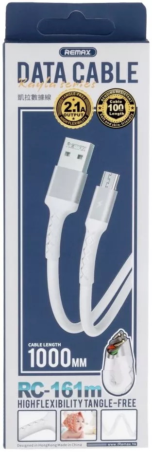 Кабель Remax USB-A - micro USB 10.5w 1м cable White (RC-161m) - фото 2