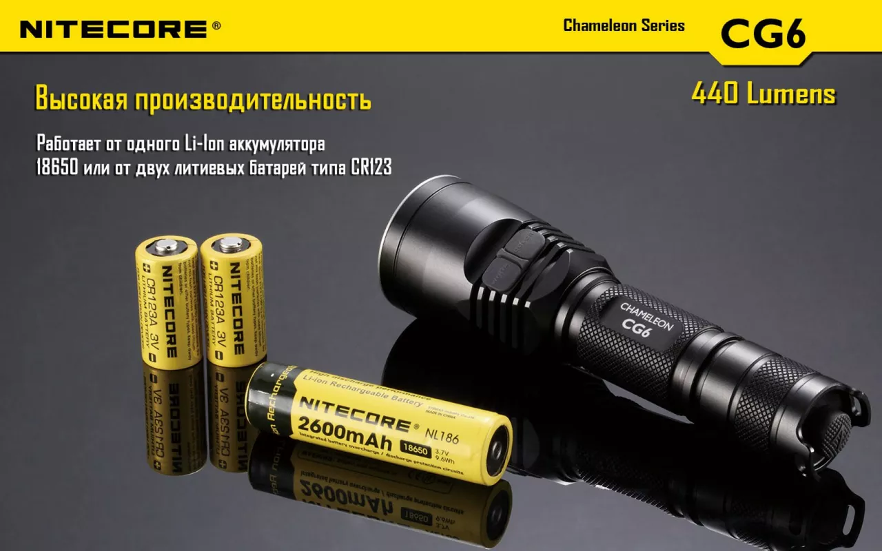 Ліхтарик акумуляторний Nitecore CG6 (6-1103) (1x18650, 2xCR123, 2xRCR123) - фото 12