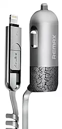 Автомобільний зарядний пристрій Remax Finchy 3.4A with Cable 2in1 Lightning / micro USB Silver (RCC103)