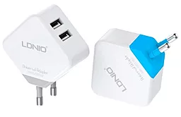 Сетевое зарядное устройство LDNio Dual home charger 2USB Ports 3.1A Yellow (DL-AC58)