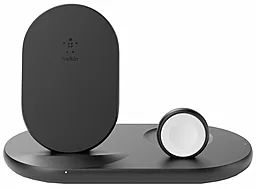 Беспроводная док-станция Belkin 15w 3-in-1 wireless charger black (WIZ001VFBK) - фото Беспроводная док-станция Belkin 15w 3-in-1 wireless charger black (WIZ001VFBK)