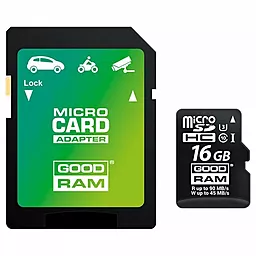 Карта пам'яті GooDRam microSDHC 16GB Class 10 USH-I U3 + SD-адаптер (M3AA-0160R11-DD)
