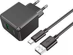 Сетевое зарядное устройство Hoco CS12A 18w QC3.0 home charger + USBA/USB-C cable black