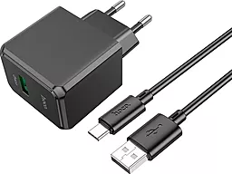 Мережевий зарядний пристрій Hoco CS12A 18w QC3.0 home charger + USB-C cable black - фото Мережевий зарядний пристрій Hoco CS12A 18w QC3.0 home charger + USB-C cable black
