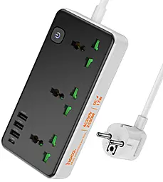 Сетевой фильтр (удлинитель) Hoco AC7A 1.5м 3 розетки 3USB-A/USB-C с выключателем черно-белый - фото Сетевой фильтр (удлинитель) Hoco AC7A 1.5м 3 розетки 3USB-A/USB-C с выключателем черно-белый