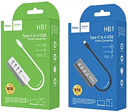 USB Type-C хаб Hoco HB1 Hub USB-C -> 4xUSB 2.0 Tarnish - мініатюра 6