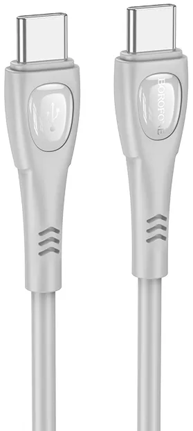 Кабель Borofone BX98 Superior USB Type-C - Type-C 60w 3a 1м PD cable Gray - фото 1