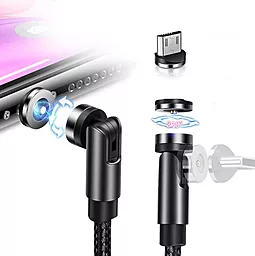 Кабель Usams U59 Rotatable Magnetic USB-A - micro USB 12w 2.4a 1м cable Black - мініатюра 2 Кабель Usams U59 Rotatable Magnetic USB-A - micro USB 12w 2.4a 1м cable Black - мініатюра 2