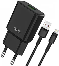 Мережевий зарядний пристрій XO L92D 18w QC3.0 home charger + NB111 Lightning cable black