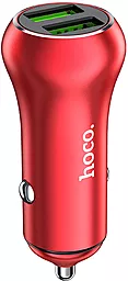 Автомобильное зарядное устройство с быстрой зарядкой Hoco Z37 36w QC3.0 2xUSB-A ports car charger Red - фото Автомобильное зарядное устройство с быстрой зарядкой Hoco Z37 36w QC3.0 2xUSB-A ports car charger Red