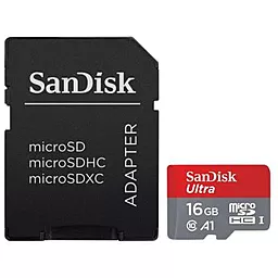 Карта пам'яті SanDisk microSDHC 16GB Ultra Class 10 UHS-I A1 + SD-адаптер (SDSQUAR-016G-GN6TA)