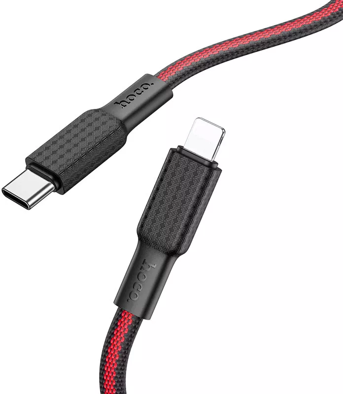 Кабель Hoco X69 Jaeger USB Type-C - Lightning 20w 3a 1м PD сable Black/Red - фото 2