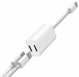 Аудио-переходник Apple M-F Lightning -> 2xLightning (Audio + Charge) High Copy White - миниатюра 2