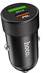 Автомобильное зарядное устройство с быстрой зарядкой Hoco Z32B 20w PD USB-C/USB-A ports car charger black - фото Автомобильное зарядное устройство с быстрой зарядкой Hoco Z32B 20w PD USB-C/USB-A ports car charger black