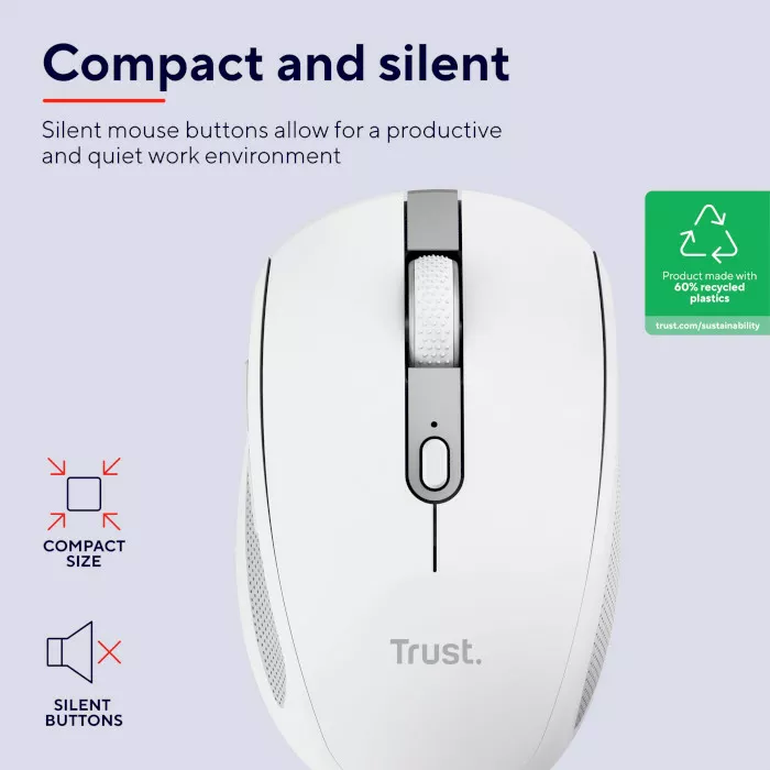 Компьютерная мышка Trust Ozaa Compact Multi-Device Wireless White (24933) - фото 8