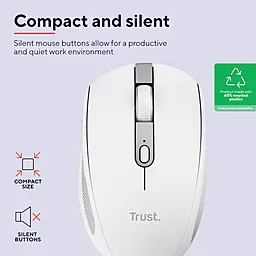 Компьютерная мышка Trust Ozaa Compact Multi-Device Wireless White (24933) - миниатюра 8 Компьютерная мышка Trust Ozaa Compact Multi-Device Wireless White (24933) - миниатюра 8