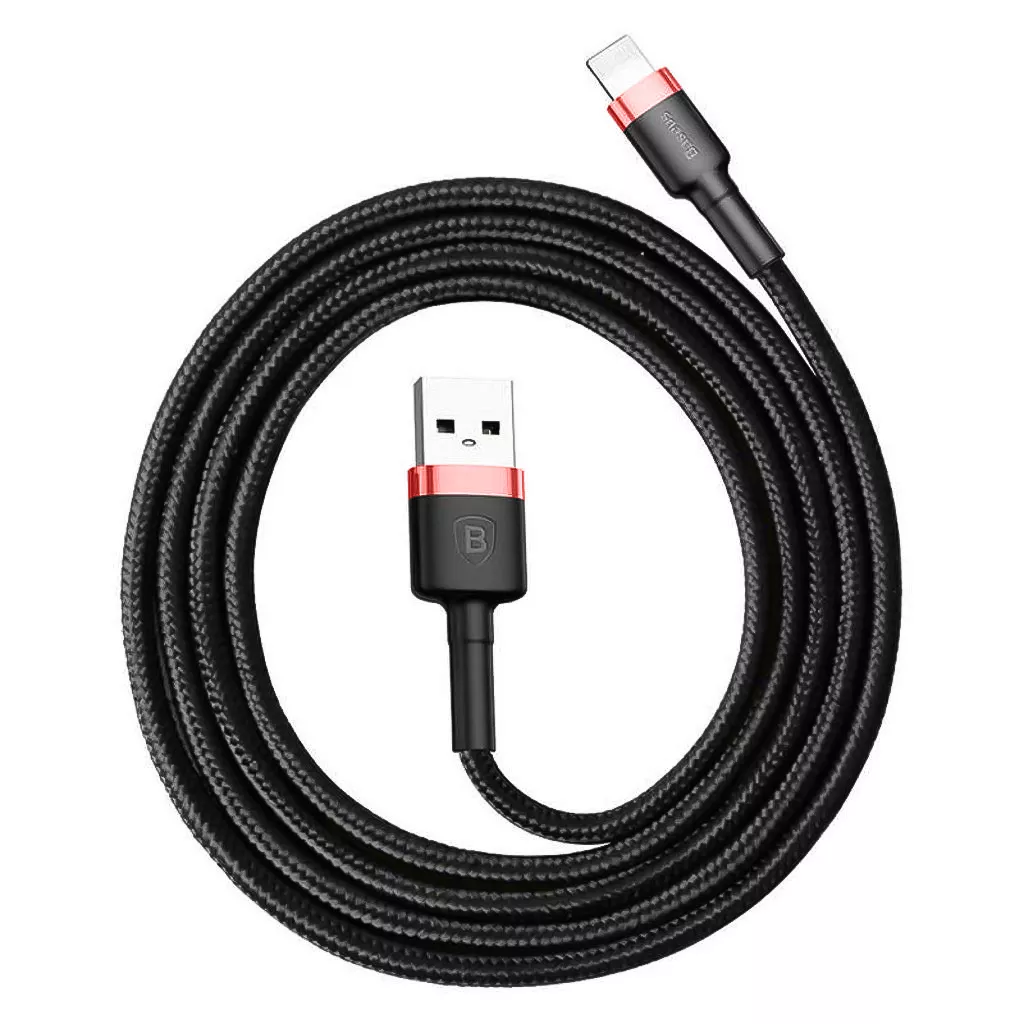 Кабель Baseus Cafule USB-A - Lightning 12w 2.4a 1м cable Black/Red (CALKLF-B19) - фото 6