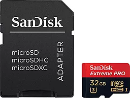 Карта памяти SanDisk microSDHC 32GB Extreme Pro Class 10 UHS-I U3 + SD-адаптер (SDSDQXP-032G-G46A)