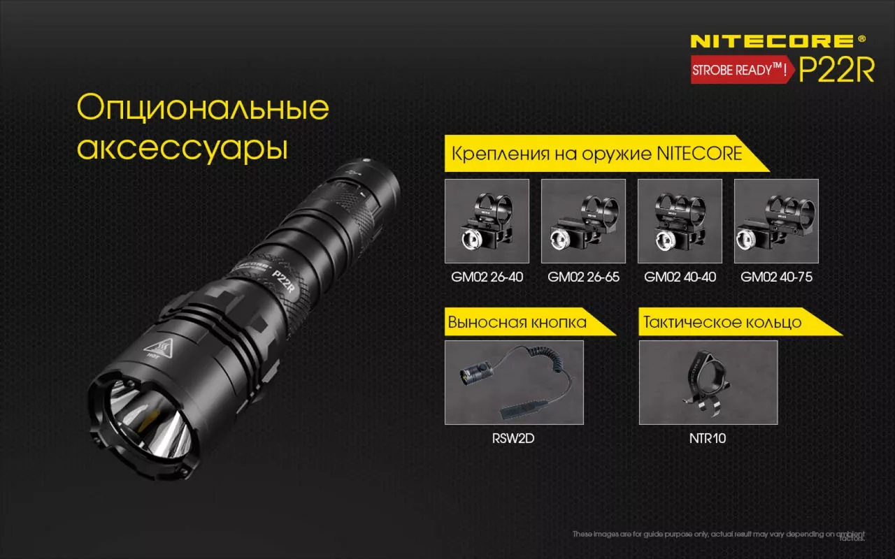 Фонарик аккумуляторный Nitecore P22R (6-1355_R) (1x18650, 2xCR123, 2xRCR123) - фото 23