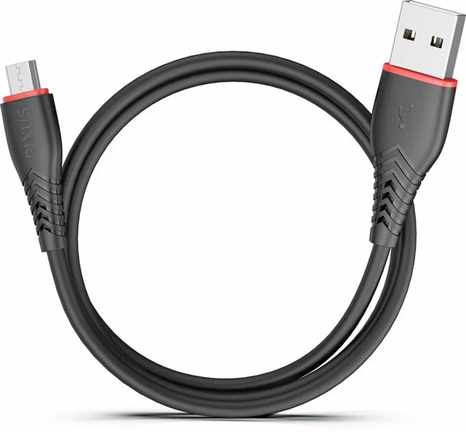 Кабель Pixus Start USB-A - micro USB 12w 2.4a 1м cable Black (4897058531374) - фото 1