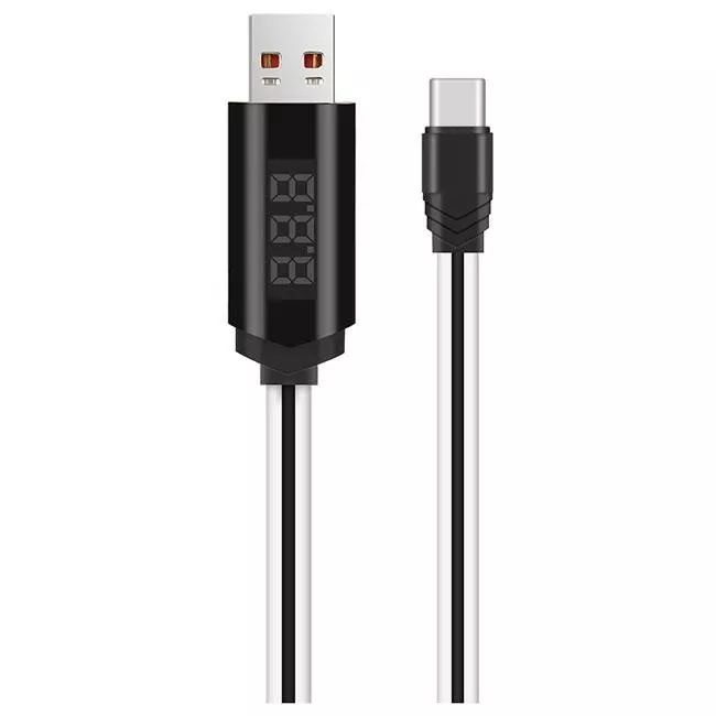 Кабель Hoco U29 LED Displayed Timing USB-A - Type-C 12w 2.4a 1.2м cable White - фото 1