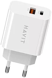 Мережевий зарядний пристрій Havit HV-UCP007 20w USB-C/USB-A ports charger White