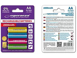 Аккумулятор Esperanza AA / R6 Ni-MH 2000mAh (EZA108) 4шт - миниатюра 2
