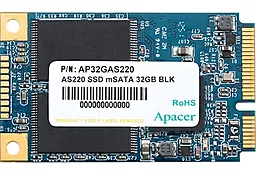 SSD Накопитель Apacer AS220 32 GB mSATA (AP32GAS220B-1) - фото SSD Накопитель Apacer AS220 32 GB mSATA (AP32GAS220B-1)