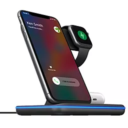 Беспроводная док-станция Gelius GP-AWC01 Pro 3-in-1 15w wireless charger black - фото Беспроводная док-станция Gelius GP-AWC01 Pro 3-in-1 15w wireless charger black