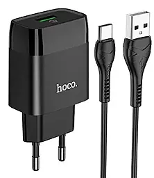 Сетевое зарядное устройство Hoco C72A Glorious 2.1a home charger + USB-C cable black