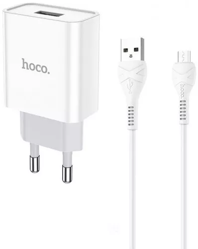 Сетевое зарядное устройство Hoco C81A 2.1a home charger + micro USB cable white - фото 1