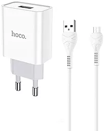 Сетевое зарядное устройство Hoco C81A 2.1a home charger + micro USB cable white - фото Сетевое зарядное устройство Hoco C81A 2.1a home charger + micro USB cable white