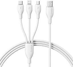 Універсальний кабель Baseus 3-in-1 USB-A to Type-C/Lightning/micro USB 18w 3.5a 1.3м cable White (P10376303211-00)