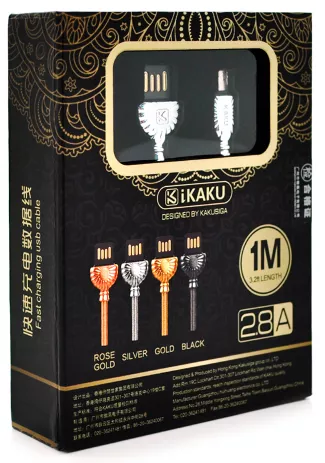 Кабель iKaku XO USB-A - micro USB 14w 2.8a 0.25м cable Silver - фото 2