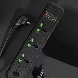 Мережевий фільтр (подовжувач) EasyLife Power Strip T25-QC 2м 3 розеток 2USB-A/2USB-C з вимикачeм чорний - мініатюра 5