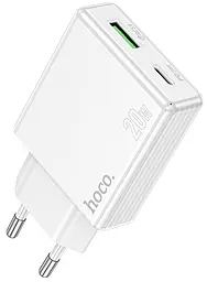 Сетевое зарядное устройство Hoco C142A Direct 20w PD USB-C/USB-A ports charger white - фото Сетевое зарядное устройство Hoco C142A Direct 20w PD USB-C/USB-A ports charger white