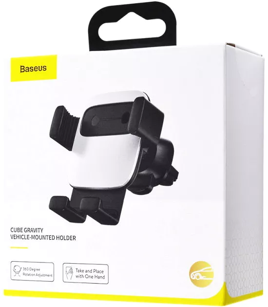 Тримач з автозатисканням Baseus Cube Gravity Vehicle-Mounted Holder Silver (SUYL-FK0S) - фото 8