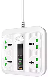 Мережевий фільтр (подовжувач) Proove Power Strip T18 2м 4 розетки 3USB-A/USB-C з вимикачeм білий