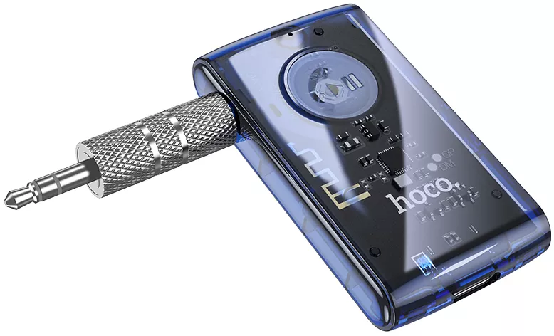 Блютуз-адаптер Hoco E66 Transparent Discovery Edition AUX BT Receiver Dark blue - фото 2