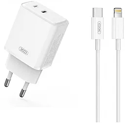 Сетевое зарядное устройство XO L145 20w PD USB-C + Lightning port charger + USB-C to Lightning cable white - фото Сетевое зарядное устройство XO L145 20w PD USB-C + Lightning port charger + USB-C to Lightning cable white
