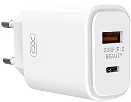 Сетевое зарядное устройство XO L90A 20w PD USB-C/USB-A ports charger white