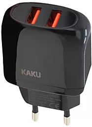 Мережевий зарядний пристрій iKaku 10W 2xUSB-A Black (KSC-674-QISHENG-B)