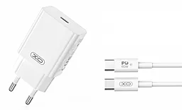 Сетевое зарядное устройство XO L126 20w PD USB-C home charger + USB-C to USB-C cable white