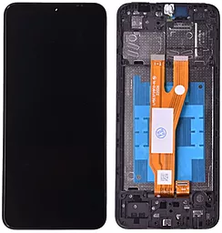 Дисплей Samsung Galaxy A03 Core A032 (двойной шлейф) с тачскрином и рамкой, оригинал, Black