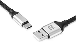 USB Кабель REAL-EL Premium Leather USB Type-C Cable Black - мініатюра 3