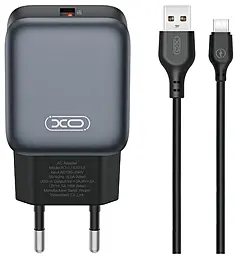 Мережевий зарядний пристрій XO L152 18w QC3.0 USB-A home charger + USB-C cable black - фото Мережевий зарядний пристрій XO L152 18w QC3.0 USB-A home charger + USB-C cable black